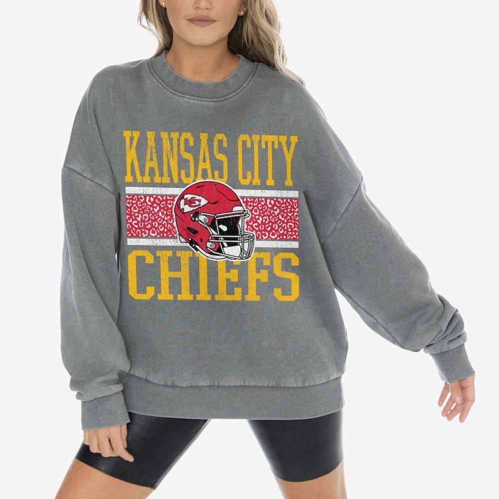 NFL Gameday Couture Gray Kansas City Chiefs Oversized Crewneck Size: Large NWT